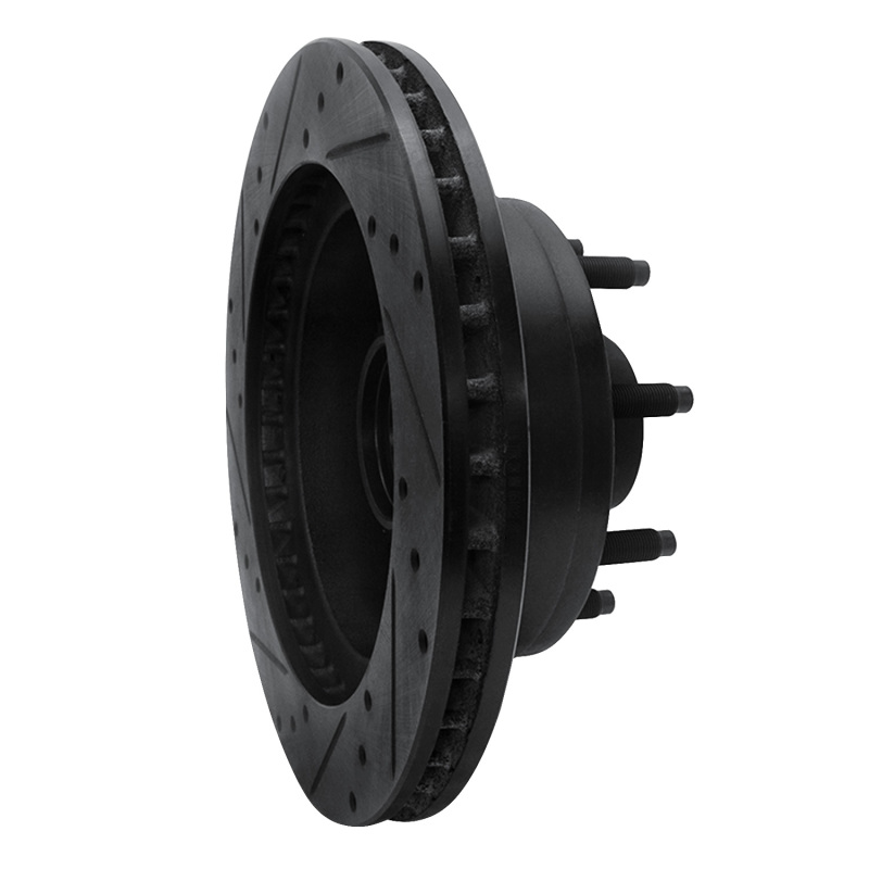 Ford E-150 Econoline Brake Rotor (1) - Front Right - R1 Concepts - Drilled & Slotted - Black - `95-`07